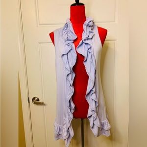 VIVIENNE TAM RUFFLE SLEEVELESS CARDIGAN VEST